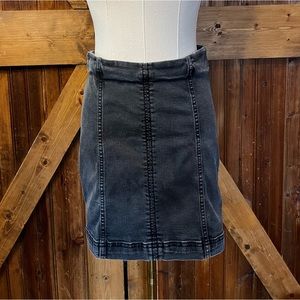Free People Modern Femme Denim Skirt in Faded Black/Gray